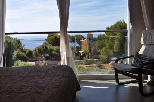 Chalet Cala Pi, Schlafzimmer, Ausblick, Meerblick