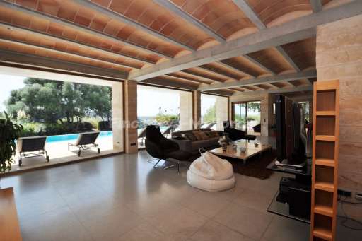 Villa Jose Sa Mola, Wohnzimmer, Terrasse, Pool, Sonnenliege