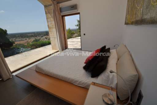 Villa Jose Sa Mola, Schlafzimmer, Doppelbett, Aussicht, Panoramafenster
