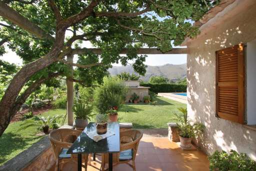 Finca Fontxica Pollenca, Terrasse,Sitzmöglichkeit, Garten