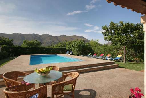 Finca Fontxica Pollenca, Terrasse, Sitzmöglichkeit, Pool, Sonnenliege