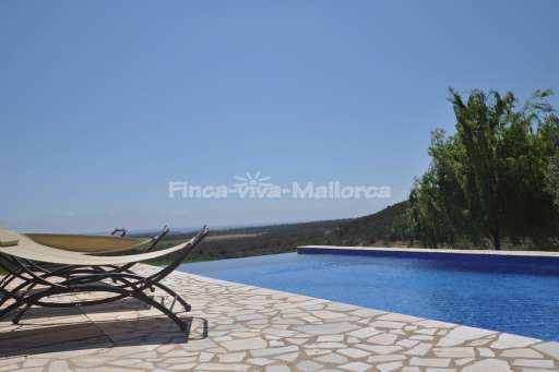 Finca Climent, Pool, Sonnenliege, Ausblick, Weitblick, Terrasse