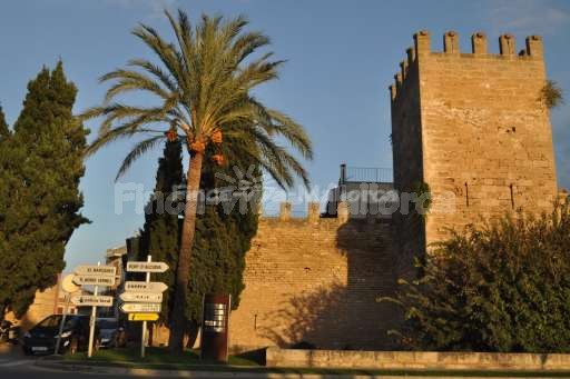Alcudia Mallorca beleutete Stadtmauer