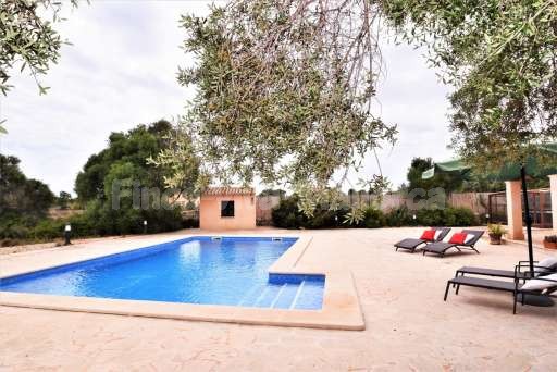 Finca Comellar Santanyi, Pool Sonnenliege, Terrasse