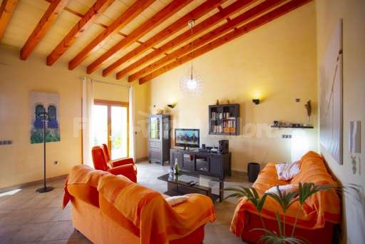 Finca Es Biali, Wohnzimmer, Sofa, Fernseher