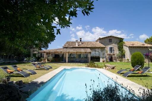 Finca Sabini Binisalem, Pool, Haus, Garten, Sonnenliege, überdachte Terrasse