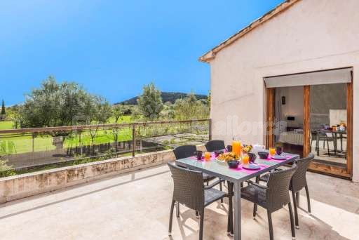 Villa Creveta Pollenca, Terrasse, Balkon, Esstisch, Essbereich, Weitsicht, Aussicht